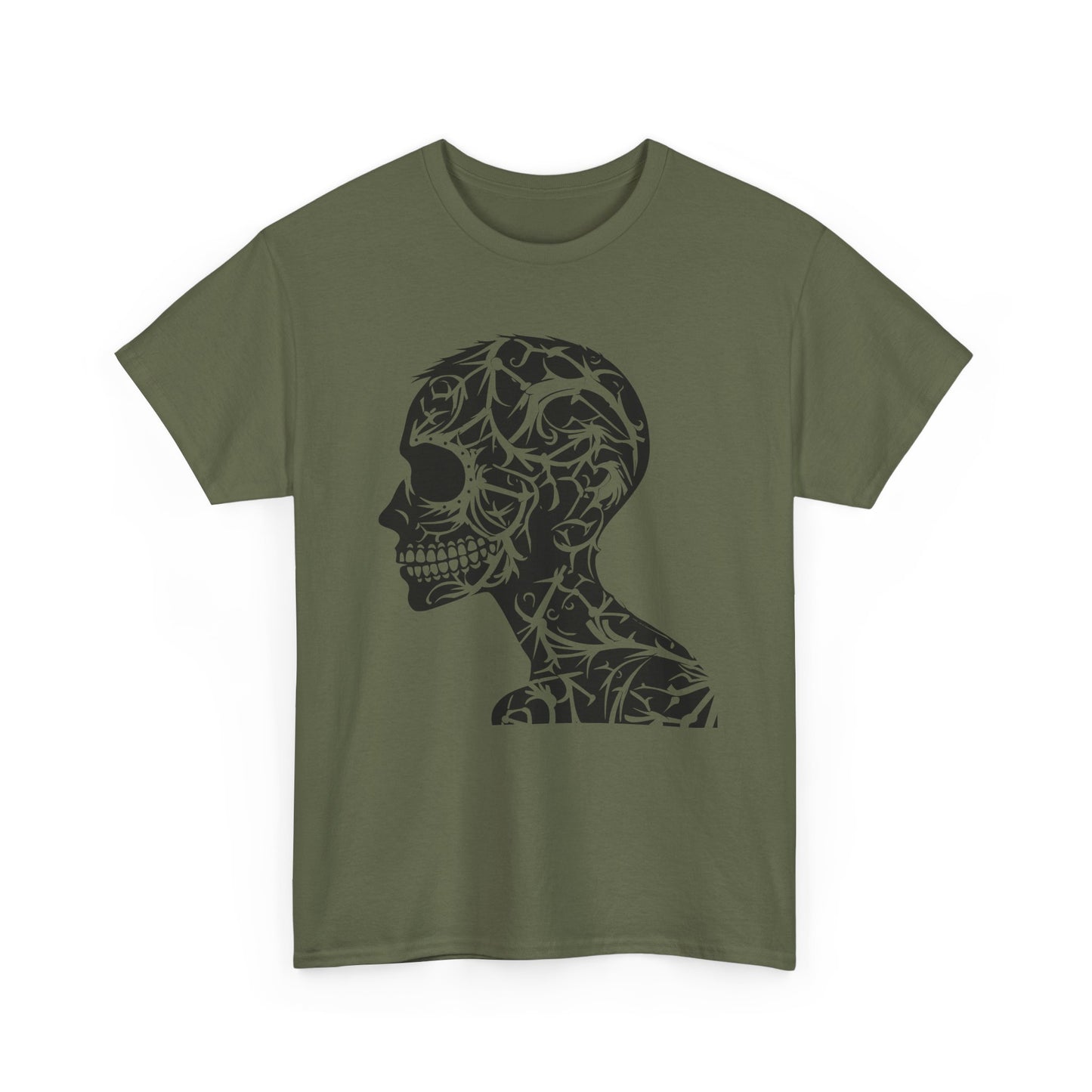 Skull Floral Unisex Cotton Tee - Gothic Graphic Tee, Casual Wear, Halloween Gift, Trendy Shirt, Unique Design
