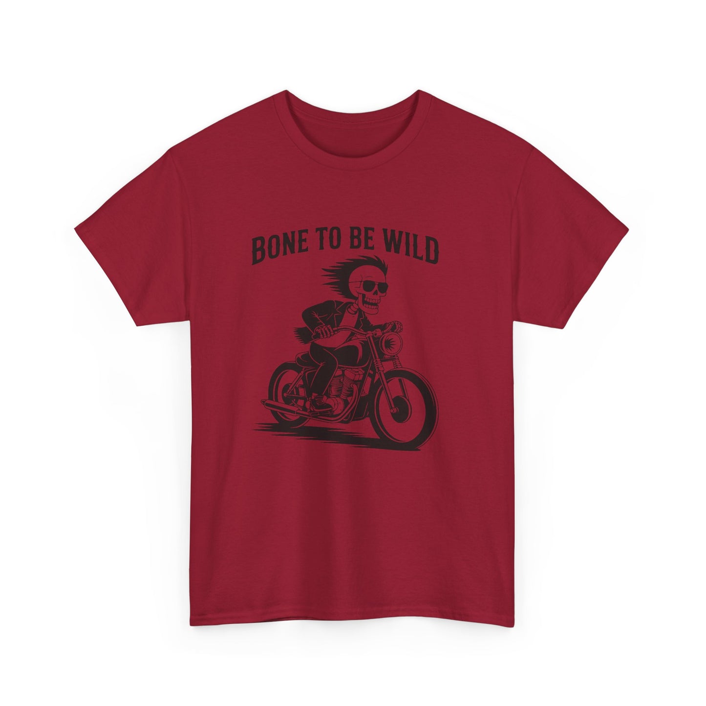 Bone to Be Wild Motorcycle Tee - Unisex Heavy Cotton T-Shirt, Biker Gift, Casual Wear, Road Trip Essential, Adventure Apparel