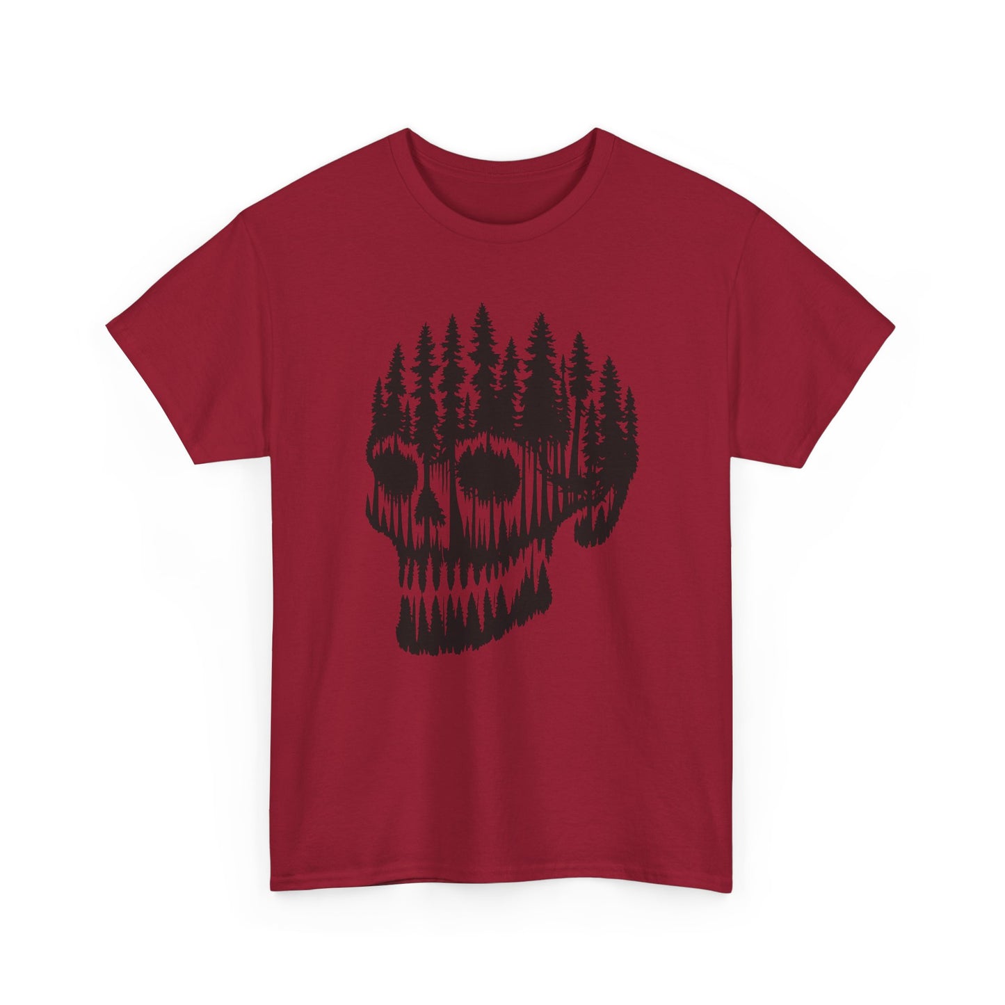 Skull Forest Unisex Cotton Tee | Grunge Aesthetic Shirt, Nature Lover Gift, Gothic Style Apparel, Casual Wear, Eco-Friendly Fashion