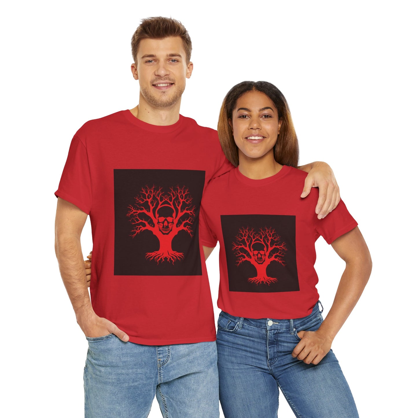 Gothic Tree Skull Tee, Unisex Heavy Cotton T-Shirt, Edgy Halloween Fashion, Alternative Apparel, Grunge Style Shirt, Unique Gift Idea