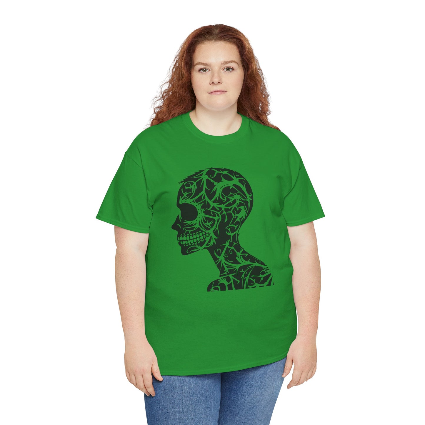 Skull Floral Unisex Cotton Tee - Gothic Graphic Tee, Casual Wear, Halloween Gift, Trendy Shirt, Unique Design
