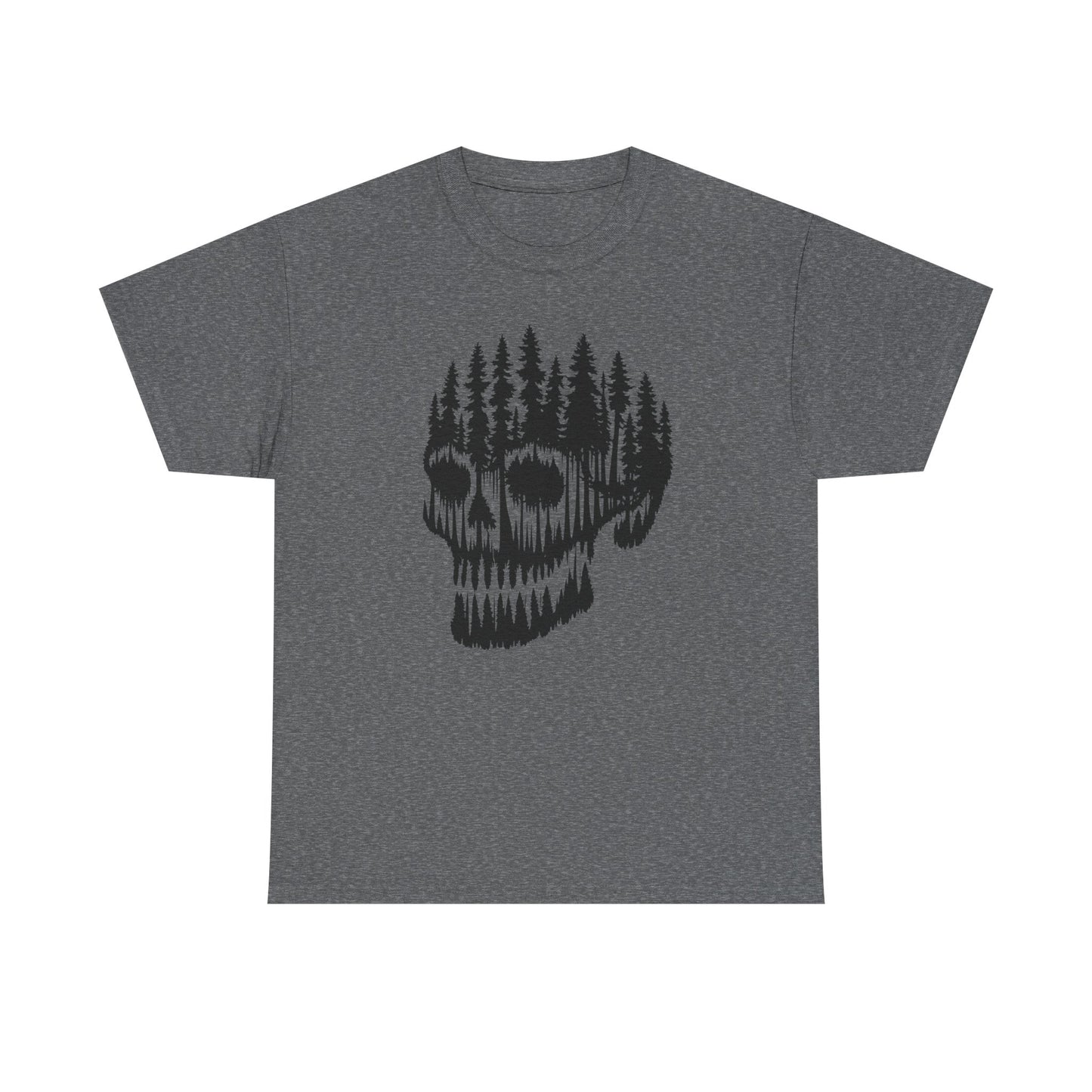 Skull Forest Unisex Cotton Tee | Grunge Aesthetic Shirt, Nature Lover Gift, Gothic Style Apparel, Casual Wear, Eco-Friendly Fashion