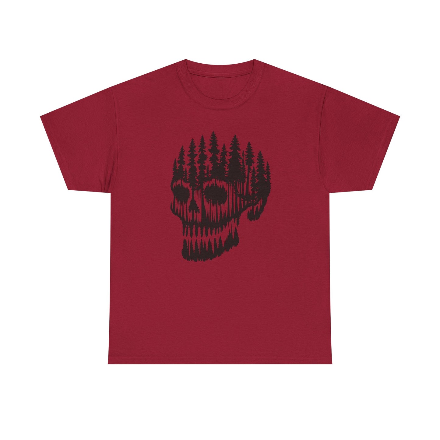 Skull Forest Unisex Cotton Tee | Grunge Aesthetic Shirt, Nature Lover Gift, Gothic Style Apparel, Casual Wear, Eco-Friendly Fashion