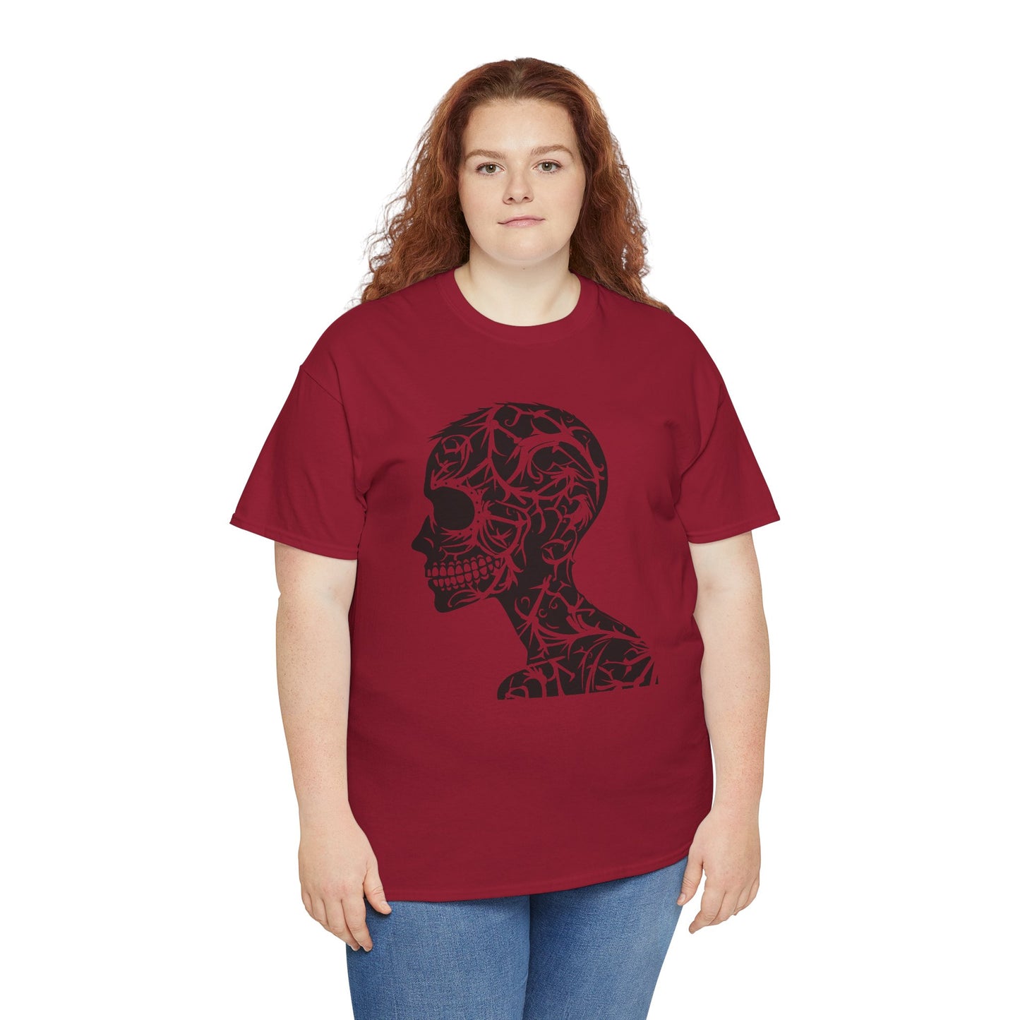 Skull Floral Unisex Cotton Tee - Gothic Graphic Tee, Casual Wear, Halloween Gift, Trendy Shirt, Unique Design
