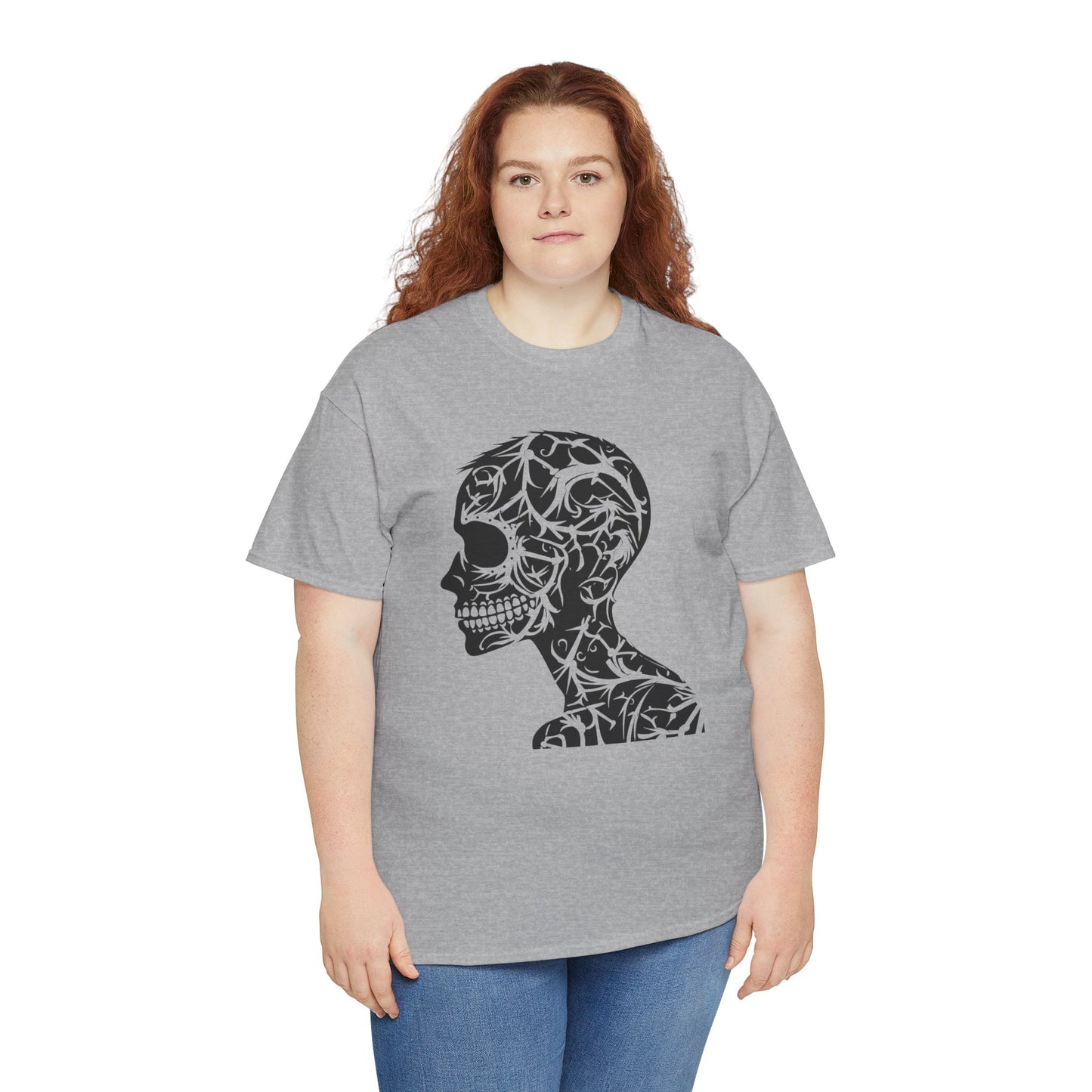 Skull Floral Unisex Cotton Tee - Gothic Graphic Tee, Casual Wear, Halloween Gift, Trendy Shirt, Unique Design