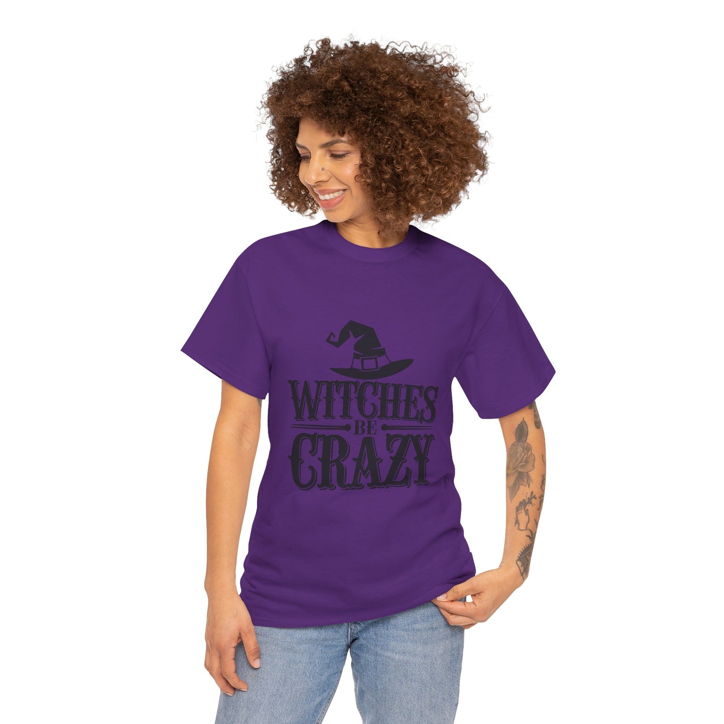 Witches Be Crazy Tee, Unisex Cotton T-Shirt, Halloween Apparel, Witchy Gift, Spooky Season Shirt, Perfect for Fall Celebrations