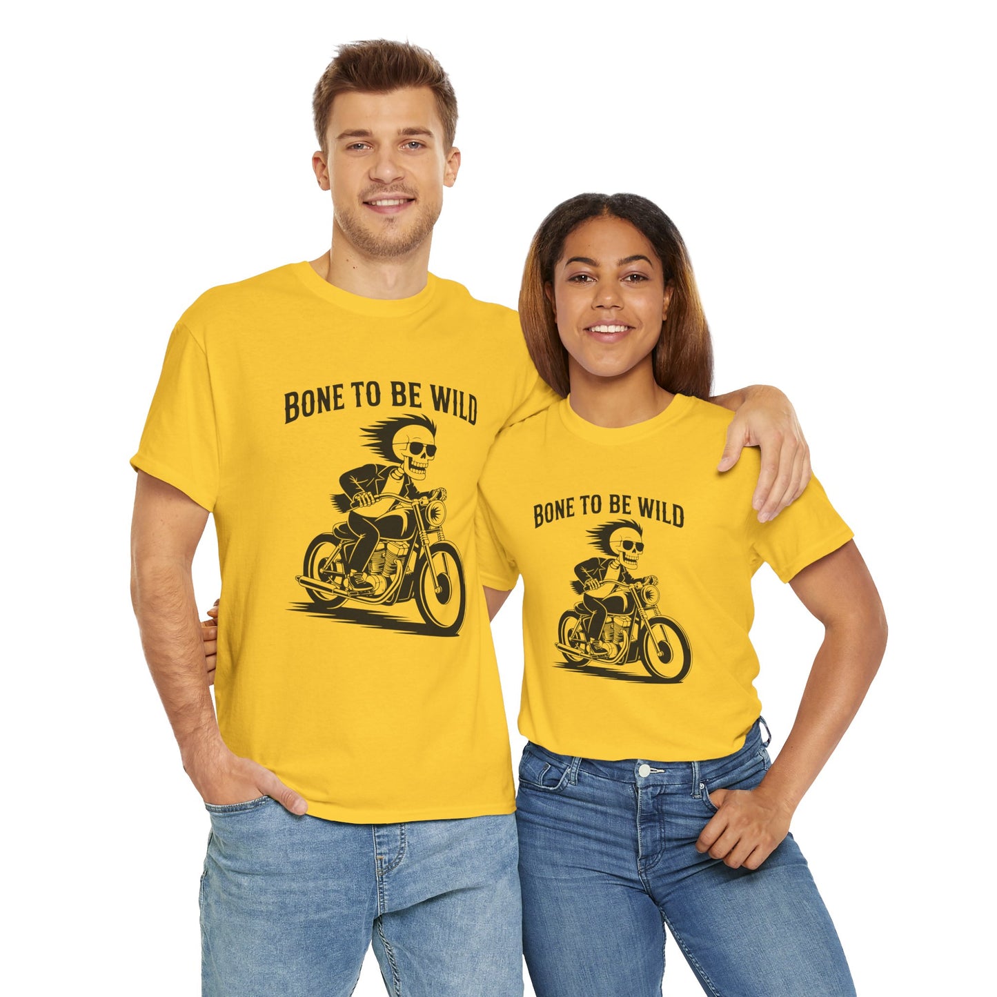 Bone to Be Wild Motorcycle Tee - Unisex Heavy Cotton T-Shirt, Biker Gift, Casual Wear, Road Trip Essential, Adventure Apparel