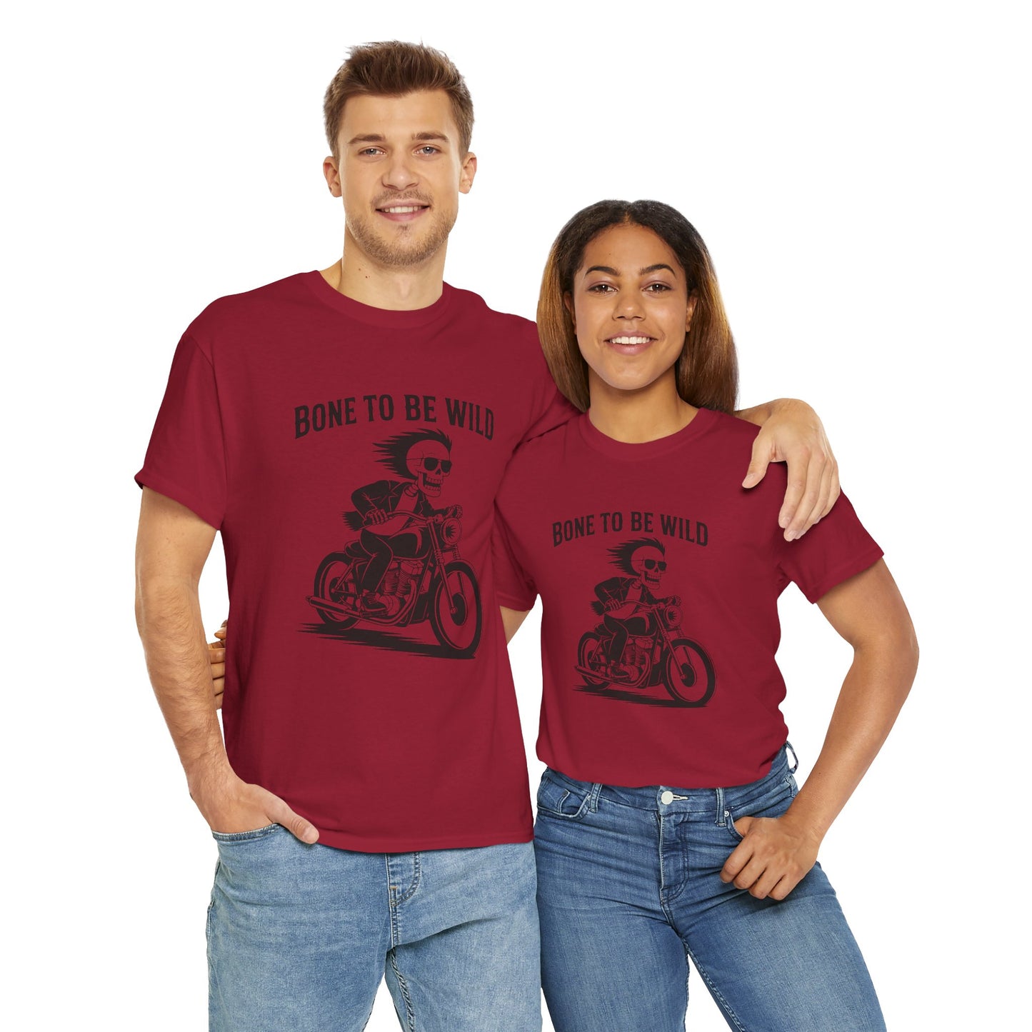 Bone to Be Wild Motorcycle Tee - Unisex Heavy Cotton T-Shirt, Biker Gift, Casual Wear, Road Trip Essential, Adventure Apparel