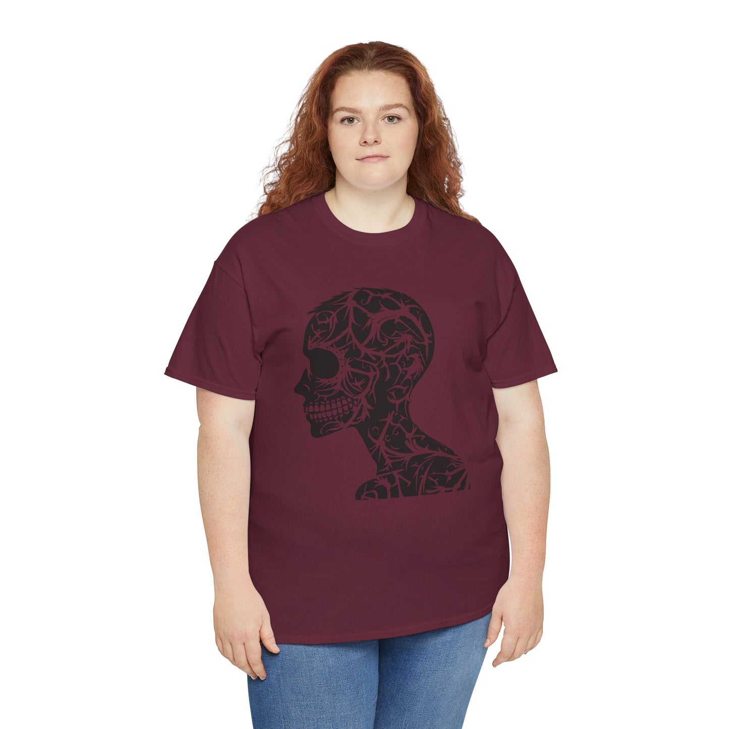 Skull Floral Unisex Cotton Tee - Gothic Graphic Tee, Casual Wear, Halloween Gift, Trendy Shirt, Unique Design