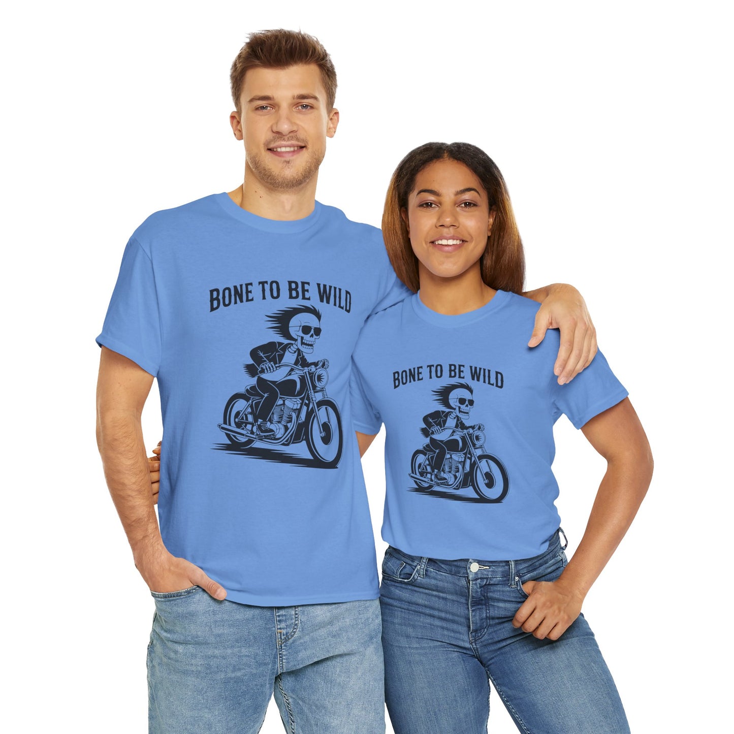 Bone to Be Wild Motorcycle Tee - Unisex Heavy Cotton T-Shirt, Biker Gift, Casual Wear, Road Trip Essential, Adventure Apparel