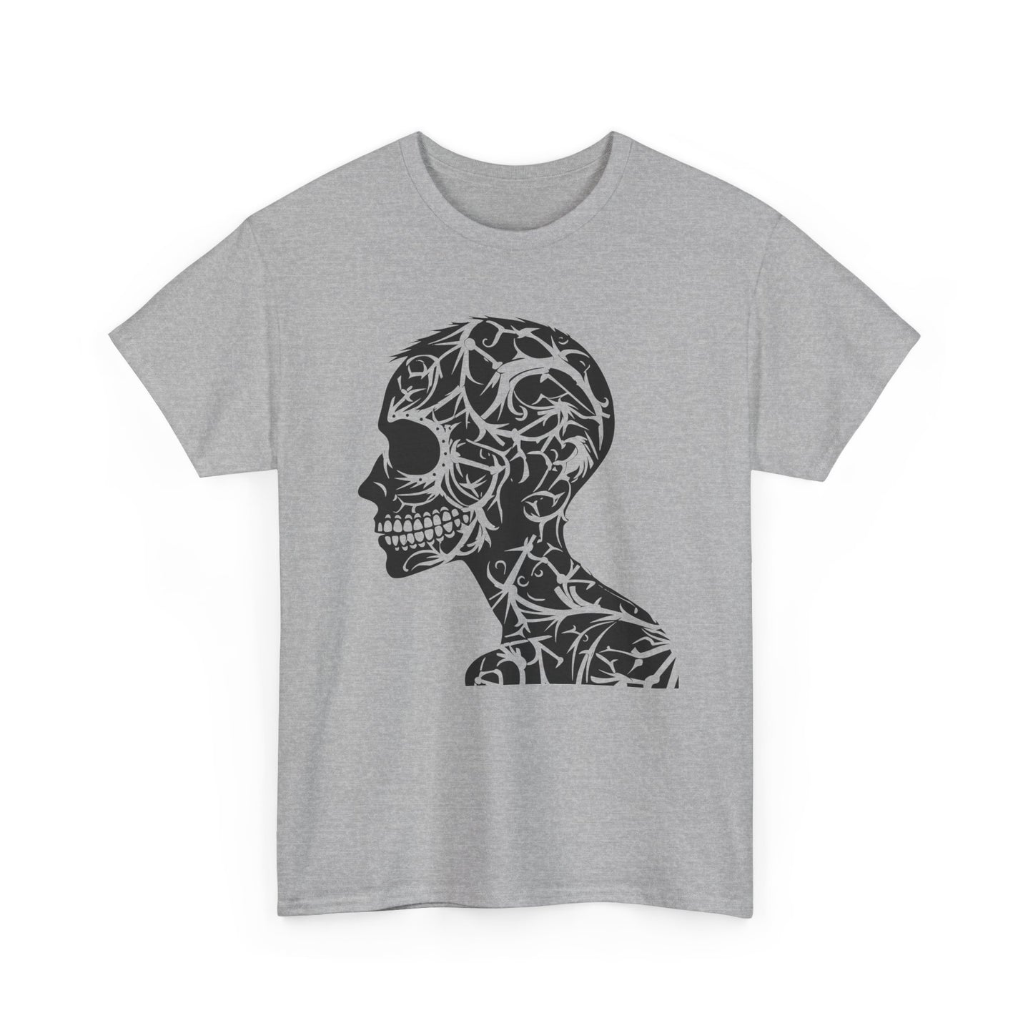 Skull Floral Unisex Cotton Tee - Gothic Graphic Tee, Casual Wear, Halloween Gift, Trendy Shirt, Unique Design