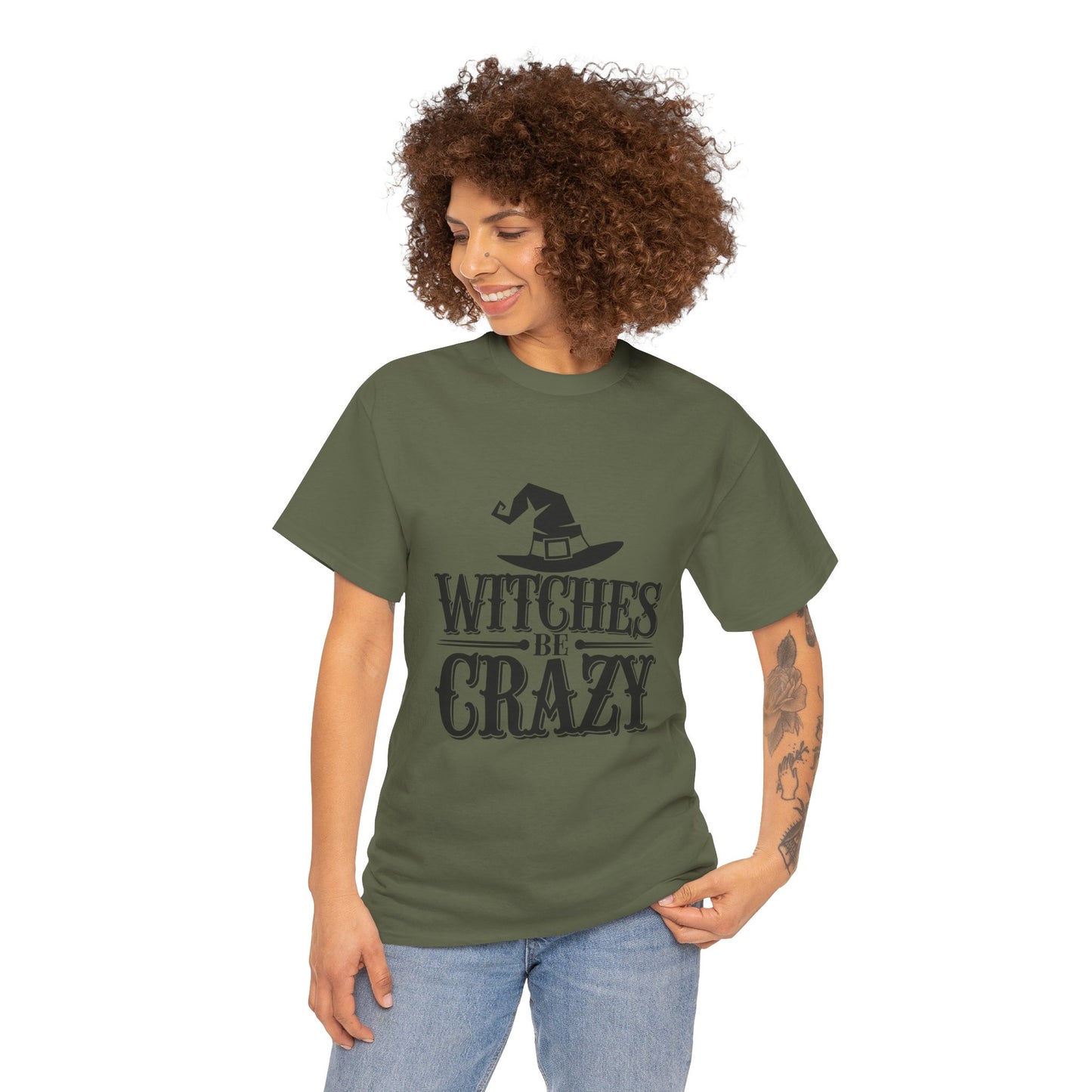 Witches Be Crazy Tee, Unisex Cotton T-Shirt, Halloween Apparel, Witchy Gift, Spooky Season Shirt, Perfect for Fall Celebrations