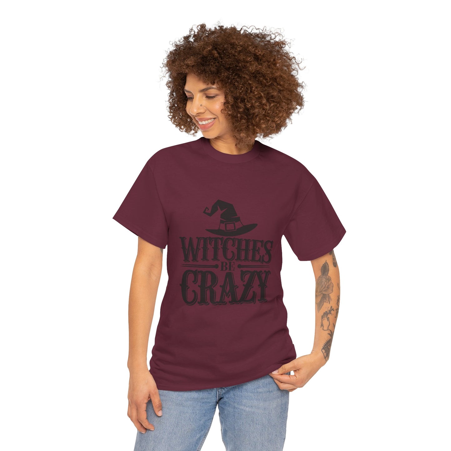 Witches Be Crazy Tee, Unisex Cotton T-Shirt, Halloween Apparel, Witchy Gift, Spooky Season Shirt, Perfect for Fall Celebrations