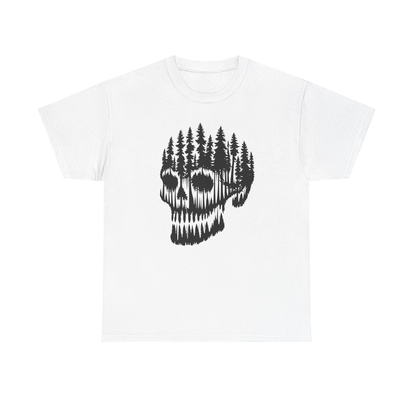 Skull Forest Unisex Cotton Tee | Grunge Aesthetic Shirt, Nature Lover Gift, Gothic Style Apparel, Casual Wear, Eco-Friendly Fashion