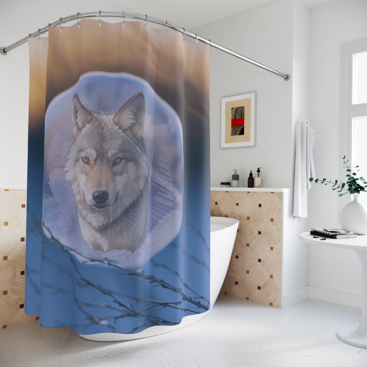 Wolf Spirit Shower Curtain, Nature Decor, Unique Bathroom Design, Animal Lover Gift, Wildlife Home Accessory, Cozy Bathroom