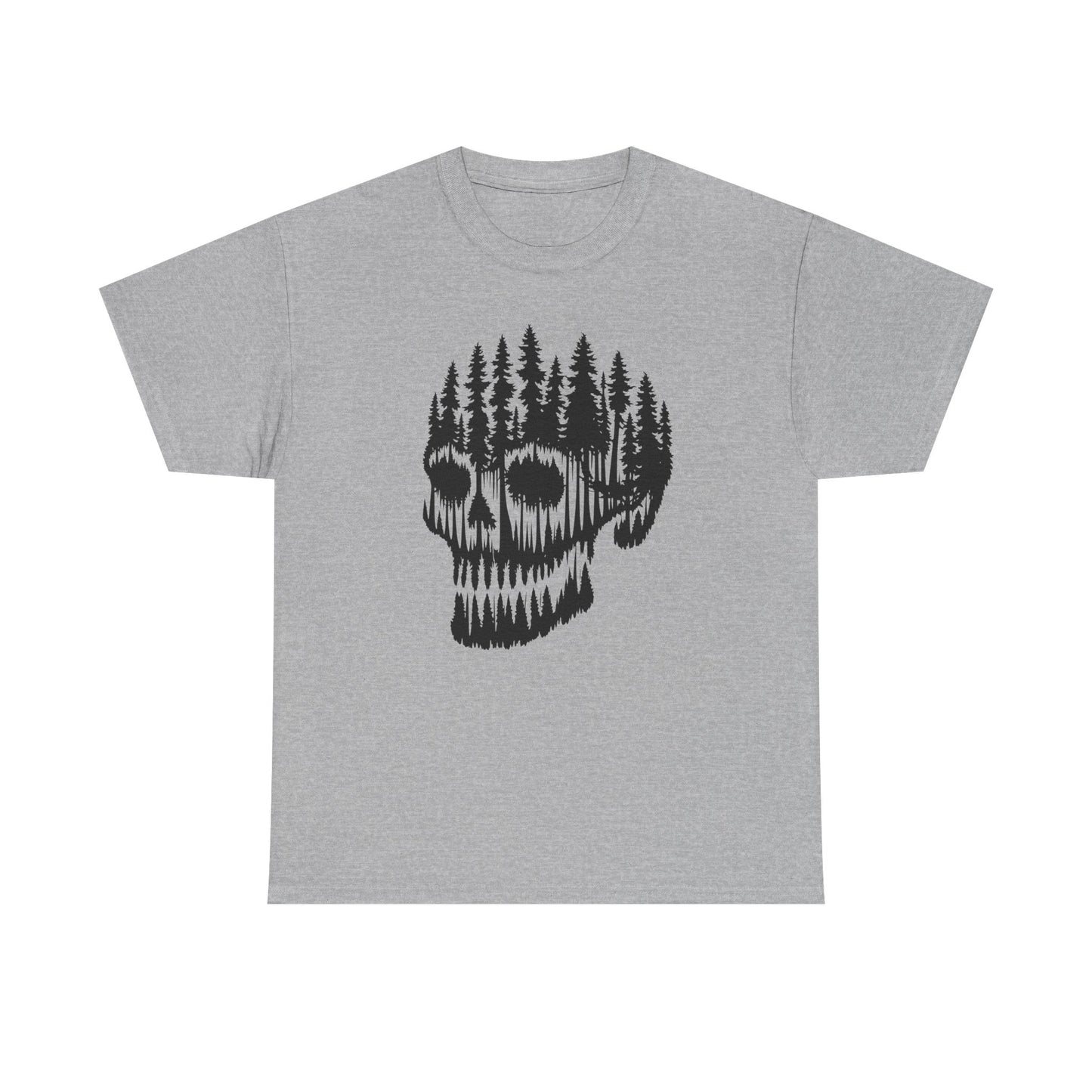 Skull Forest Unisex Cotton Tee | Grunge Aesthetic Shirt, Nature Lover Gift, Gothic Style Apparel, Casual Wear, Eco-Friendly Fashion