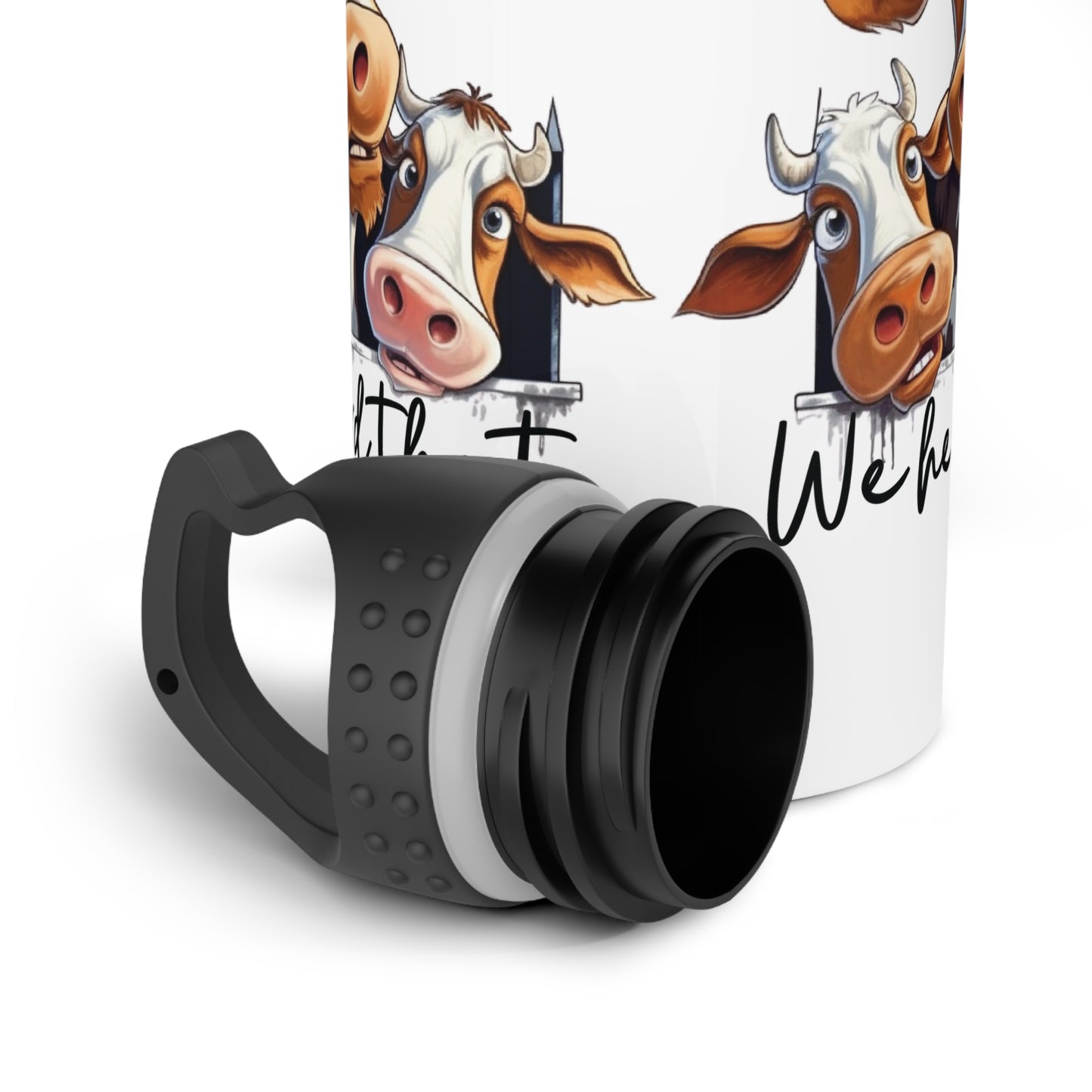 Funny Cow Stainless Steel Water Bottle, Cute Animal Design, Perfect Gift for Farm Lovers, Hydration for All Occasions, Funny Quote Bottle