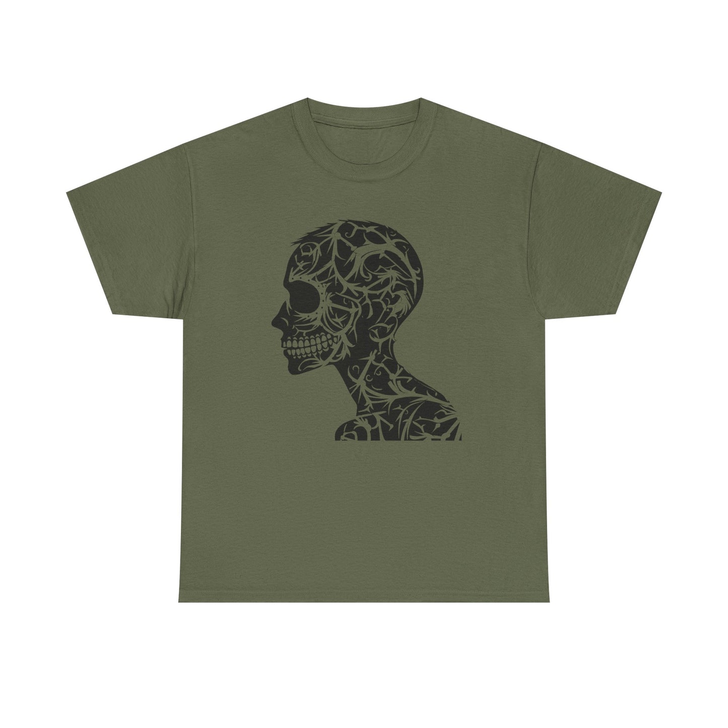 Skull Floral Unisex Cotton Tee - Gothic Graphic Tee, Casual Wear, Halloween Gift, Trendy Shirt, Unique Design