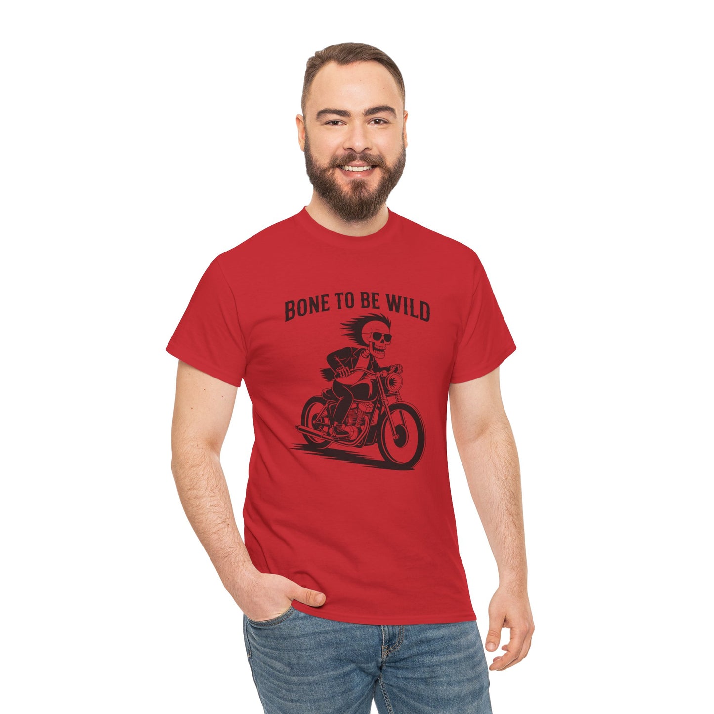 Bone to Be Wild Motorcycle Tee - Unisex Heavy Cotton T-Shirt, Biker Gift, Casual Wear, Road Trip Essential, Adventure Apparel