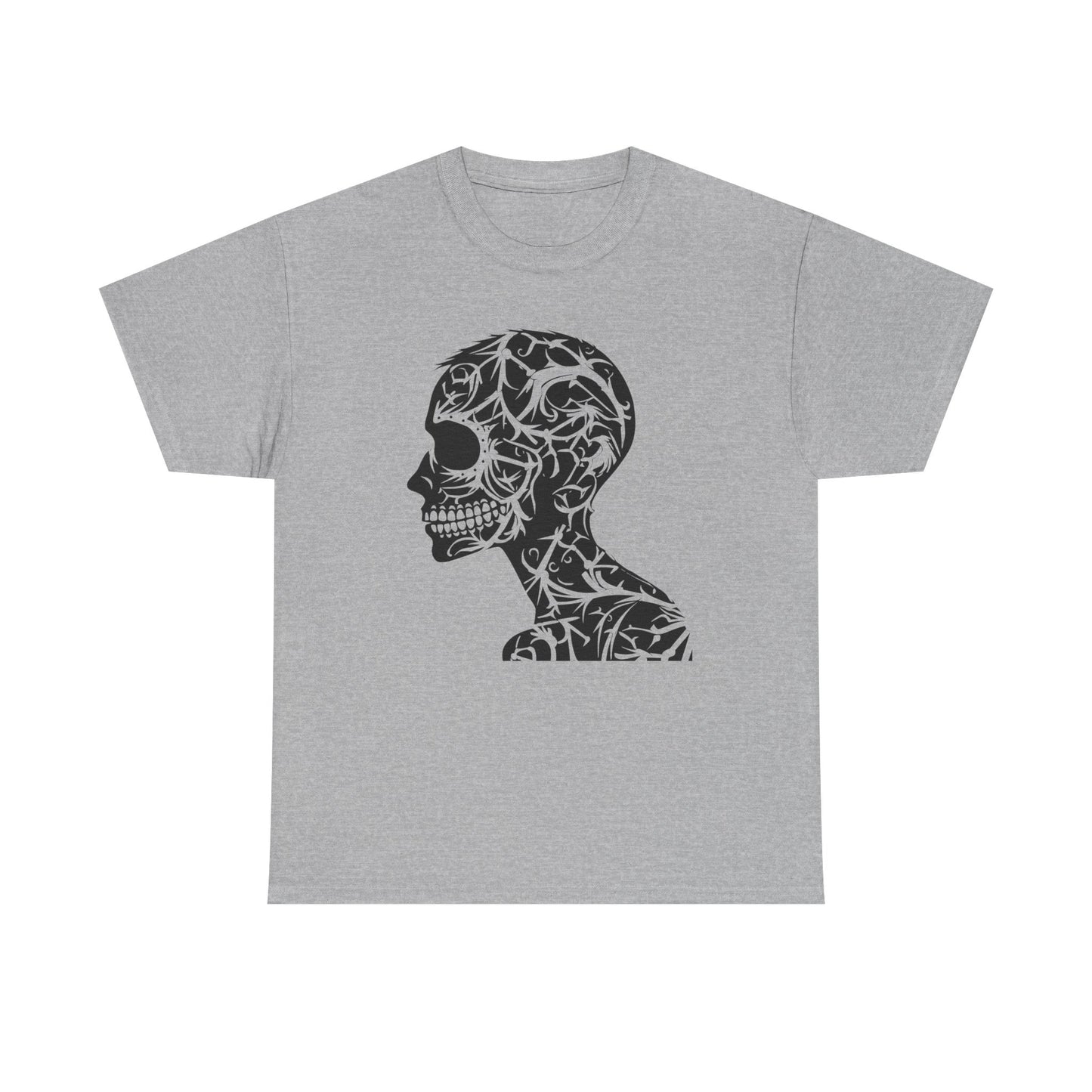 Skull Floral Unisex Cotton Tee - Gothic Graphic Tee, Casual Wear, Halloween Gift, Trendy Shirt, Unique Design