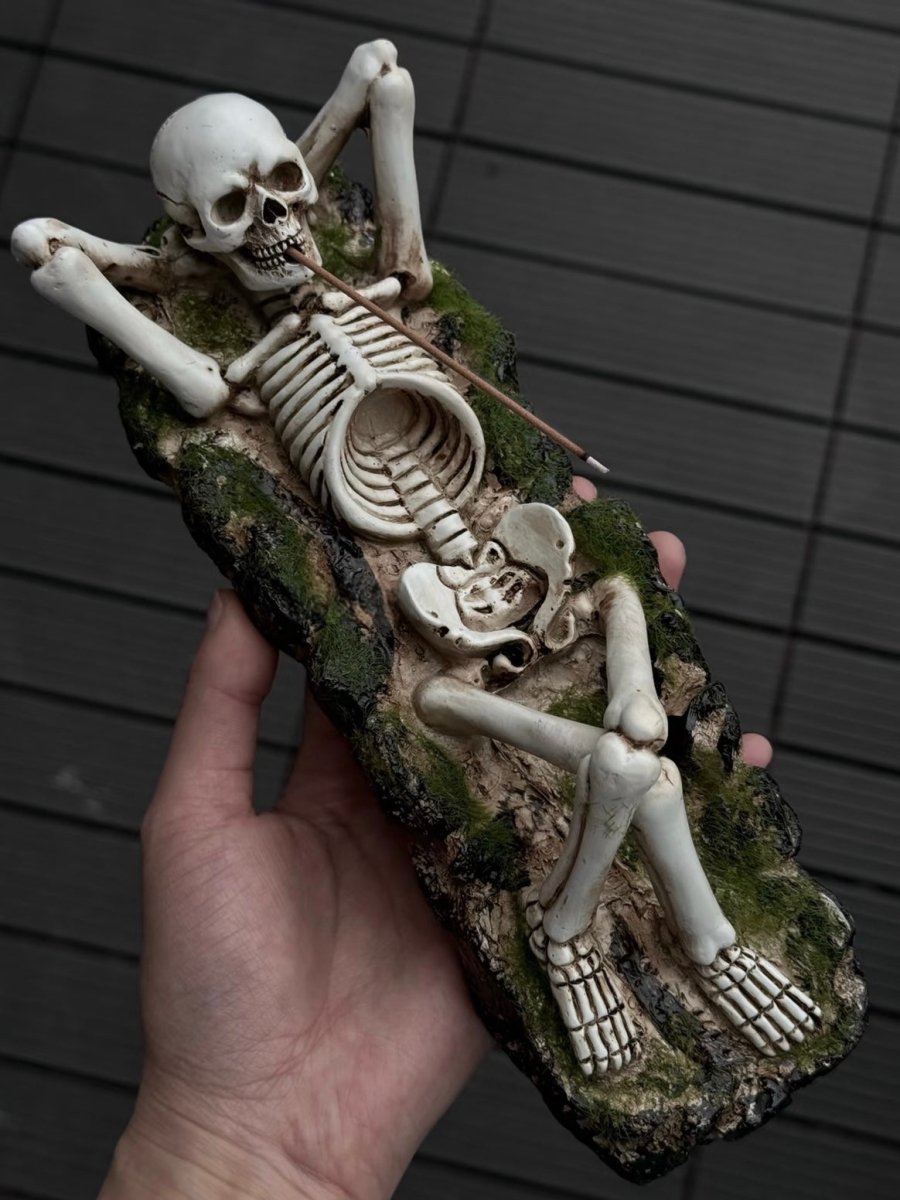 Handmade Funky Hippie Skeleton Incense Holder-4