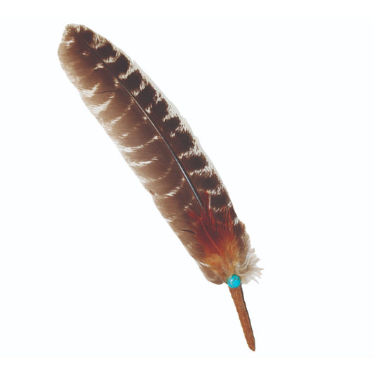 Zenn Smudge Feather With Turquoise Bead (10``-12``)-059