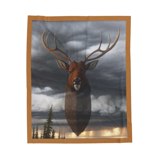 Rustic Velveteen Plush Blanket with Majestic Deer Design, Cozy Throw Perfect for Outdoor Lovers, Holiday Gift, Home Decor, Cabin Decor