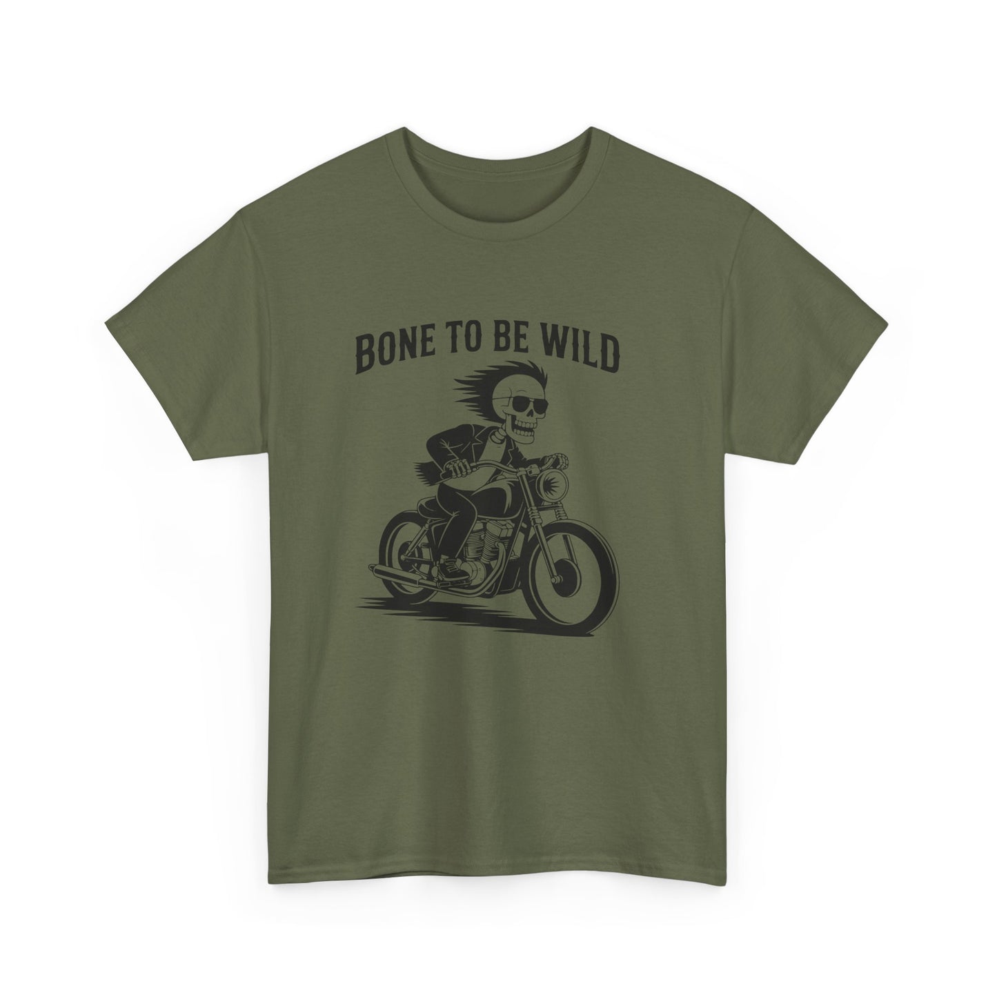 Bone to Be Wild Motorcycle Tee - Unisex Heavy Cotton T-Shirt, Biker Gift, Casual Wear, Road Trip Essential, Adventure Apparel
