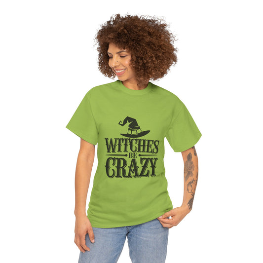 Witches Be Crazy Tee, Unisex Cotton T-Shirt, Halloween Apparel, Witchy Gift, Spooky Season Shirt, Perfect for Fall Celebrations