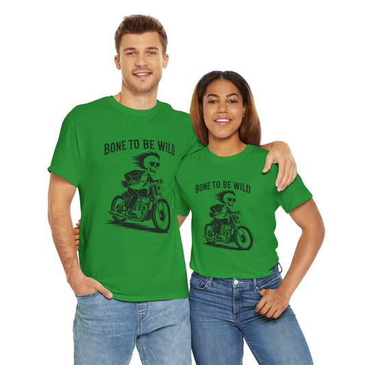 Bone to Be Wild Motorcycle Tee - Unisex Heavy Cotton T-Shirt, Biker Gift, Casual Wear, Road Trip Essential, Adventure Apparel