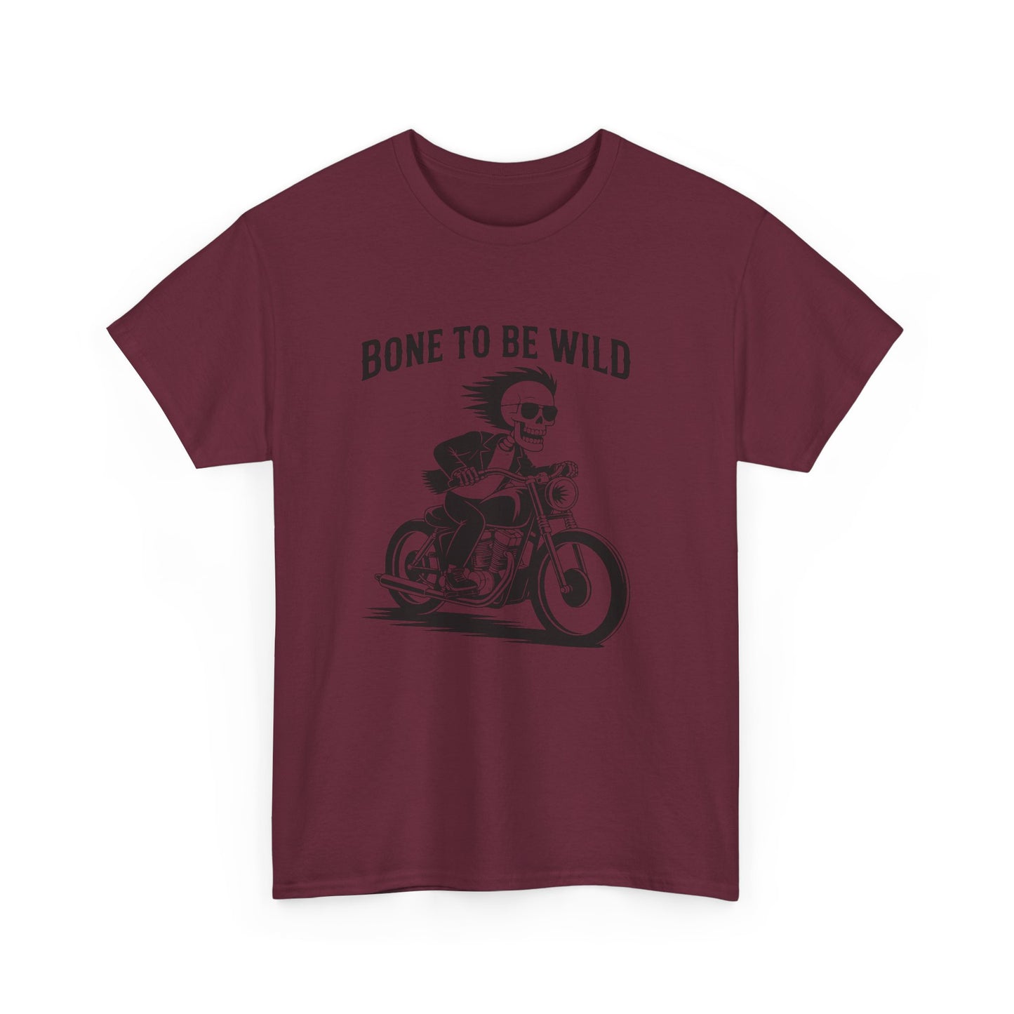 Bone to Be Wild Motorcycle Tee - Unisex Heavy Cotton T-Shirt, Biker Gift, Casual Wear, Road Trip Essential, Adventure Apparel