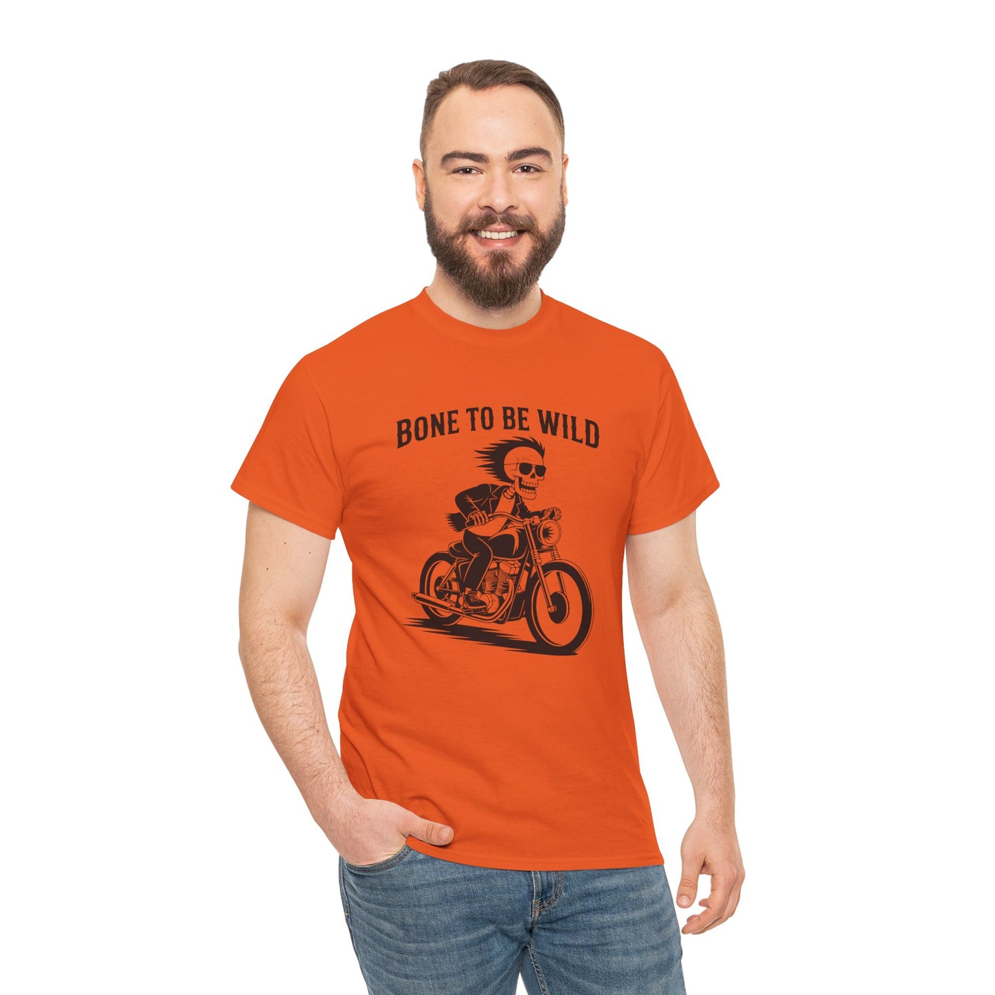 Bone to Be Wild Motorcycle Tee - Unisex Heavy Cotton T-Shirt, Biker Gift, Casual Wear, Road Trip Essential, Adventure Apparel