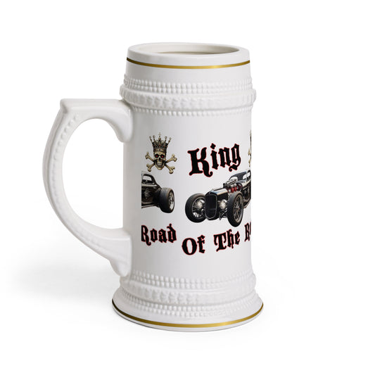 Vintage King of the Road Stein Mug, Custom Beer Mug, Car Enthusiast Gift, Father's Day Present, Racing Decor