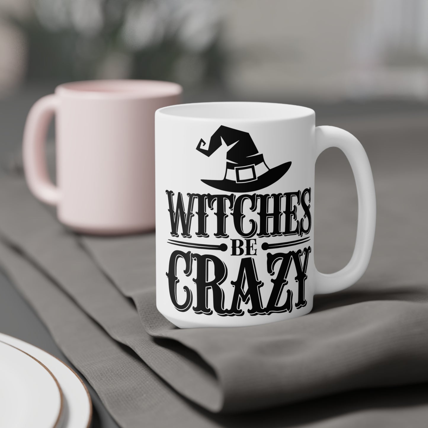 Witchy Ceramic Mugs, Fun Gift for Halloween, Perfect for Coffee Lovers, Unique Kitchen Decor, Witches Be Crazy Design