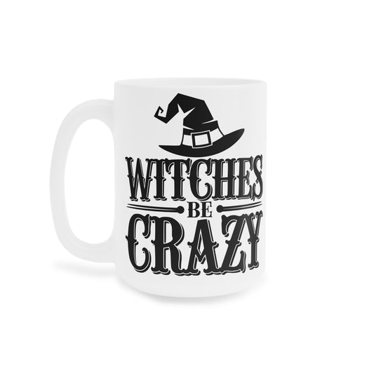 Witchy Ceramic Mugs, Fun Gift for Halloween, Perfect for Coffee Lovers, Unique Kitchen Decor, Witches Be Crazy Design