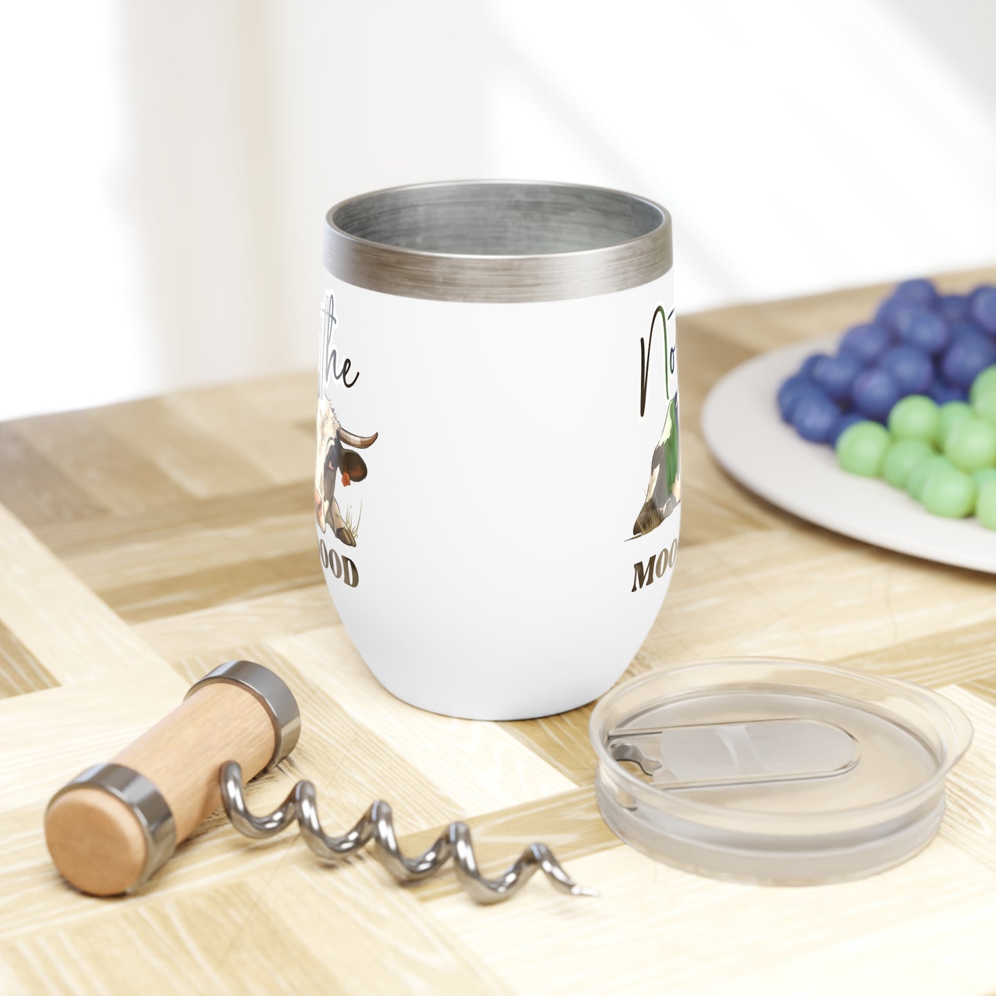 Chill Wine Tumbler: Not the Mood Cow Design, Perfect Gift for Wine Lovers, Farmhouse Decor, Cow Themed, Relaxing Evenings