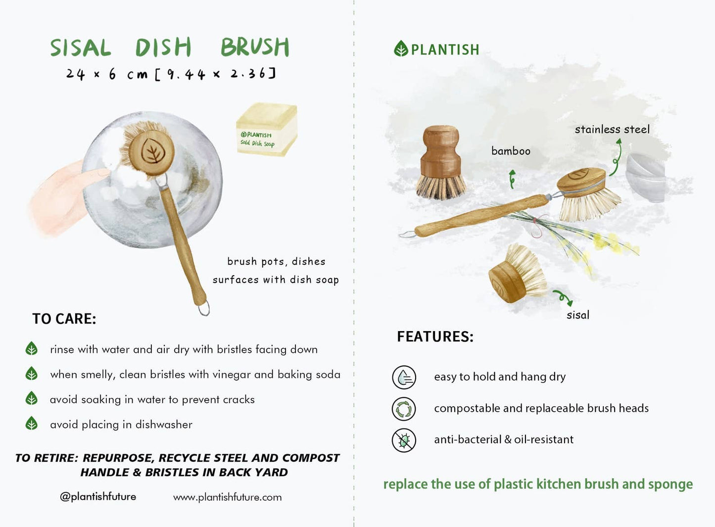 Sisal Dish Brush Refill (Brush Head Only)