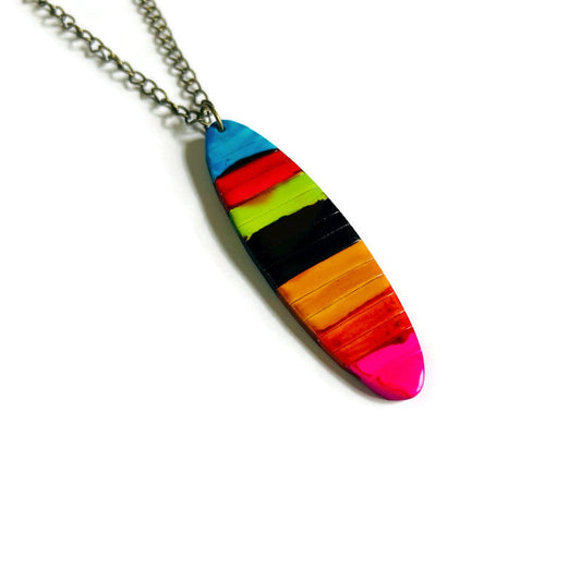 Multicolor Striped Pendant Necklace Handmade