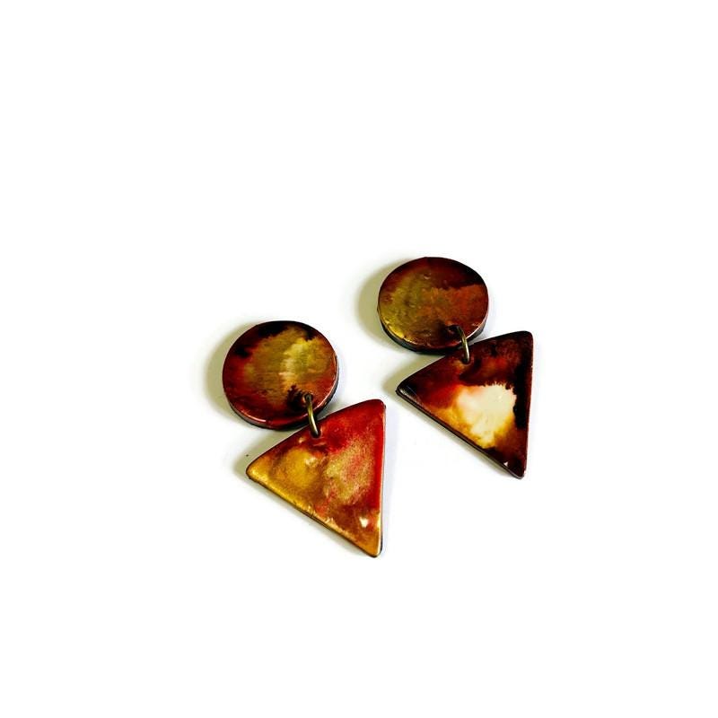 Earth Tone Geometric Dangle Earrings
