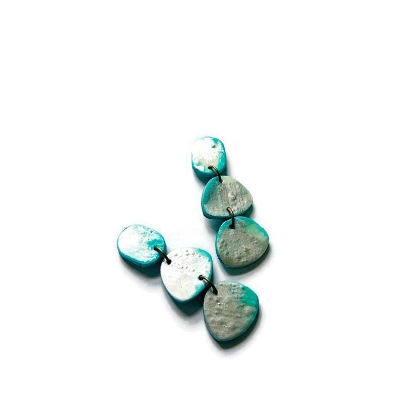 Icy Blue & Silver Clip On Earrings Handmade