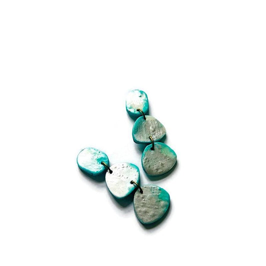 Icy Blue & Silver Clip On Earrings Handmade