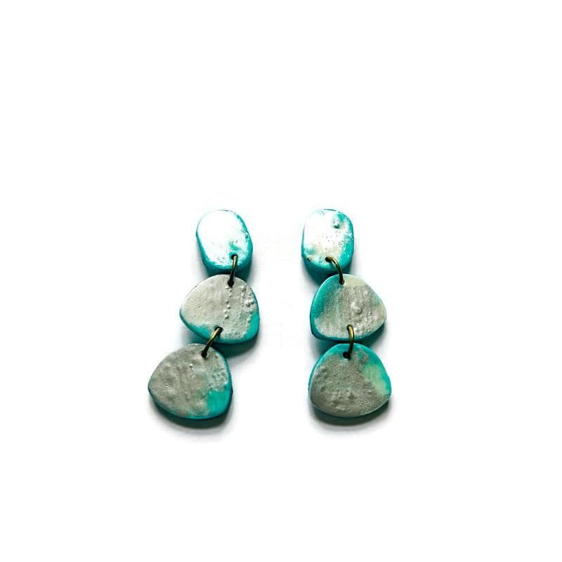 Icy Blue & Silver Clip On Earrings Handmade